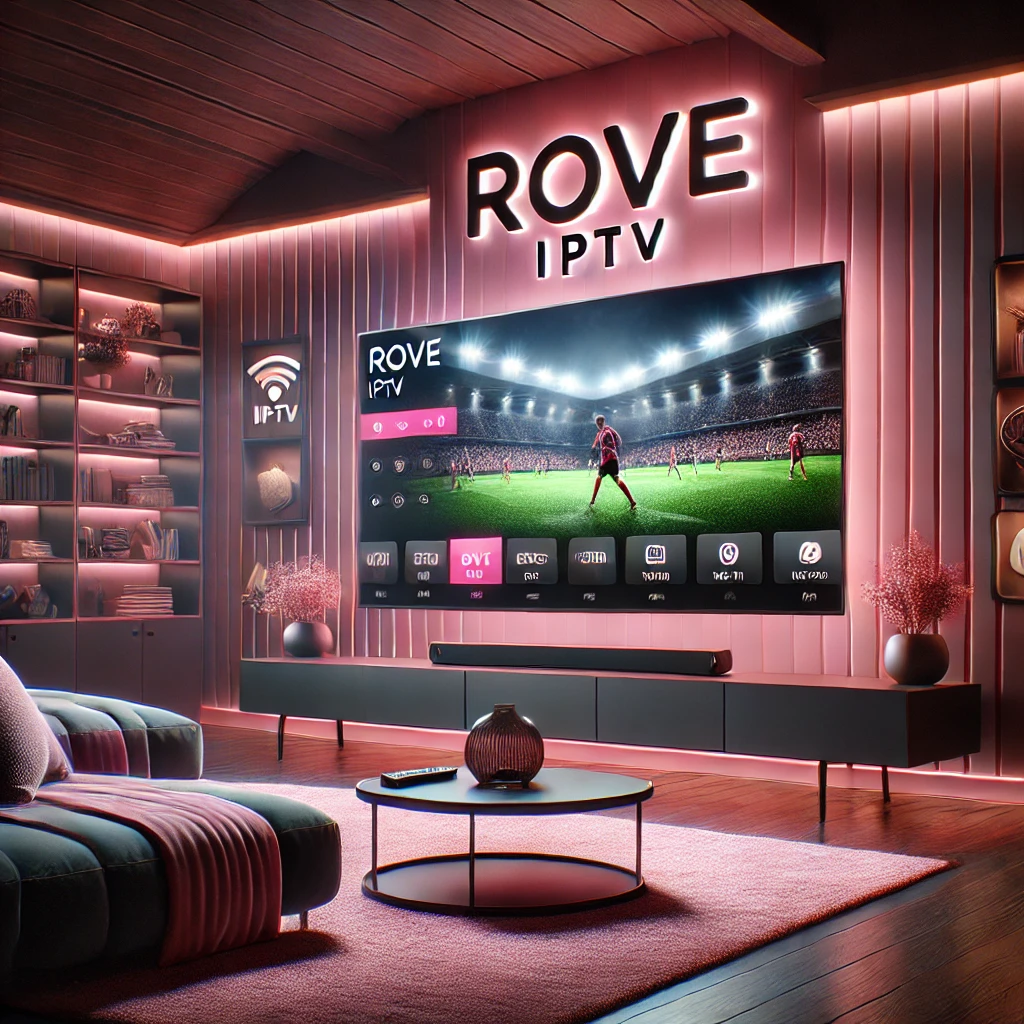 DALL·E-2024-11-04-13.55.26-A-high-quality-image-illustrating-a-smooth-IPTV-streaming-experience-on-a-large-modern-TV-screen-in-a-stylish-living-room.-The-room-is-decorated-with